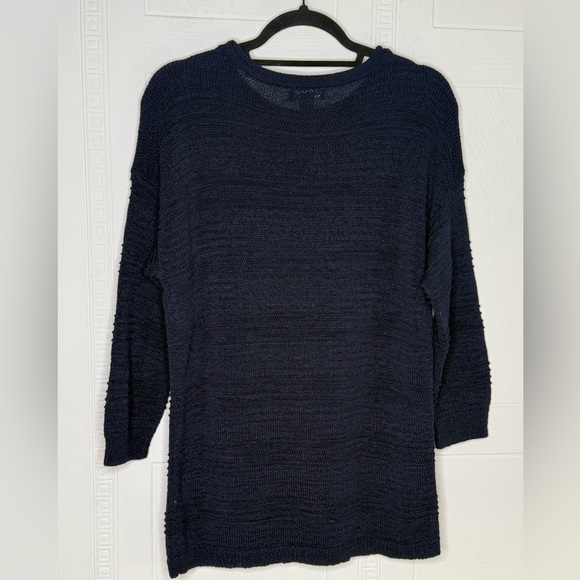 American Living Navy Crochet Cotton Blend Tunic Top Crew Neck 3/4 Sleeve XL New - Picture 5 of 10